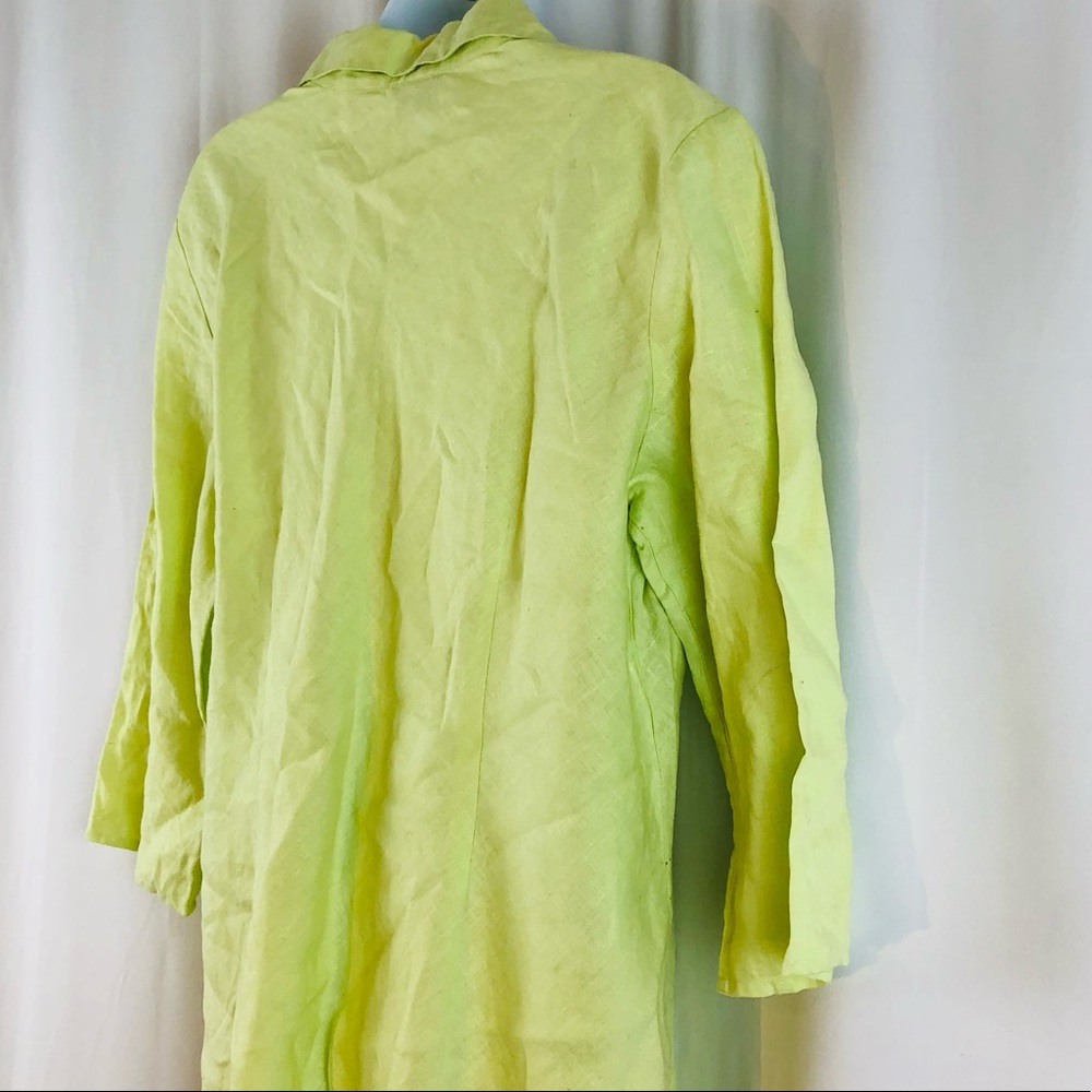 Edward Linen Collared Half Button 3/4 Sleeve Top L - image 7